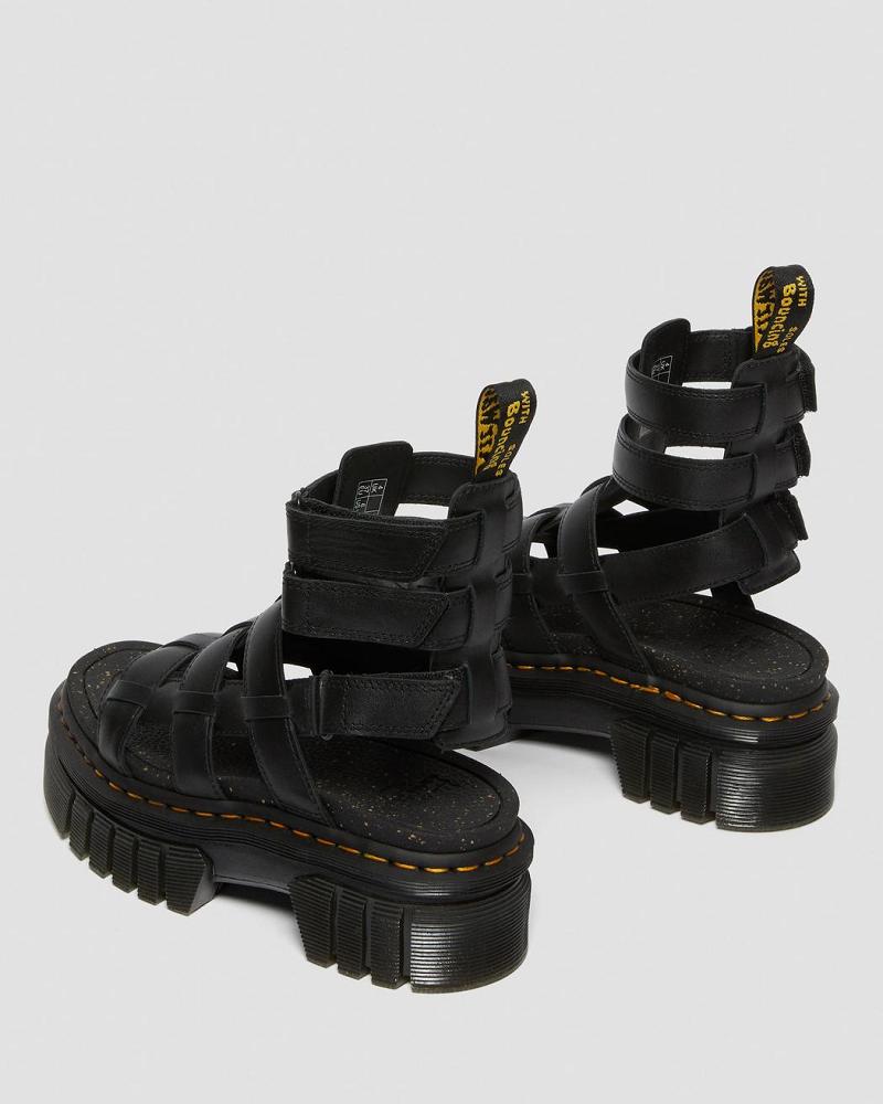 Dr Martens Ricki Nappa Lux Leren Platform Sandalen Plateauzool Dames Zwart | NL 476TCE